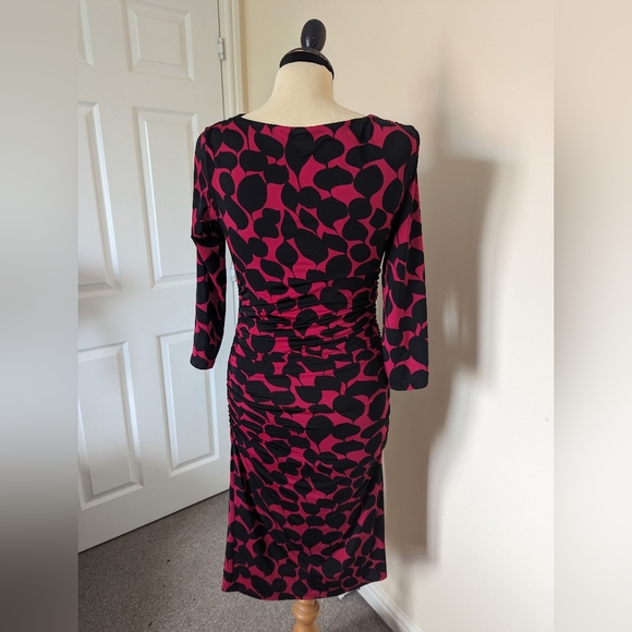 Phase Eight red raspberry and black midi dress size 8 - Picture 5 of 7